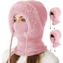 3-in-1 Knitted Beanie Hat with Scarf and Mask