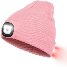 Morttic LED Beanie Hat with 2 Lights, Rechargeable Hands-Free Headlamp Cap, 3 Modes, Warm Knitted Winter Hat for Walking, Running, Camping, Hunting
