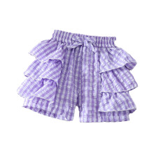 Conjunto de saia e shorts AWZXDE Girls2026 com estampa xadrez e detalhes em renda, ideal para meninas de 2 a 3 anos. Confortável e macio, na cor