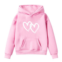 Jaqueta infantil AWZXDE com capuz, manga comprida, estilo pulôver casual, com estampa de letras, rosa, para meninos e meninas de 7 a 8 anos.