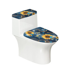 Sunflower Butterfly Marble Stripe Toilet Lid & Tank Cover Set, 2pcs Decorative Dust Protector – Compatible with Standard Toilets