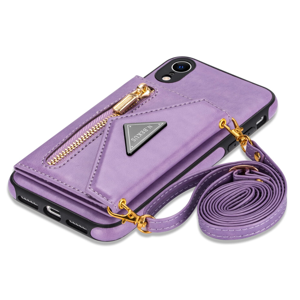 Crossbody Bag Case For Iphone Xr Â Zipper Pocket, Card Holder, Shoulder Strap, Compatible With Iphone Xr Purple 9028731656397