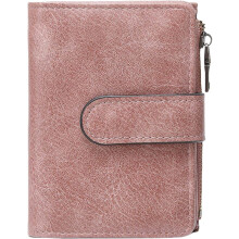 Wallet Women Small Leather RFID Blocking Credit Card Wallet Bifold Compact Ladies Purse with Zipper Coin Pocket