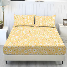 Full Size Fitted Sheet Set with 2 Pillowcases Creamy Yellow