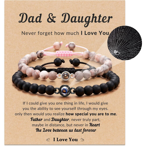 Vader & dochter 'Ik hou van jou'-armbandenset