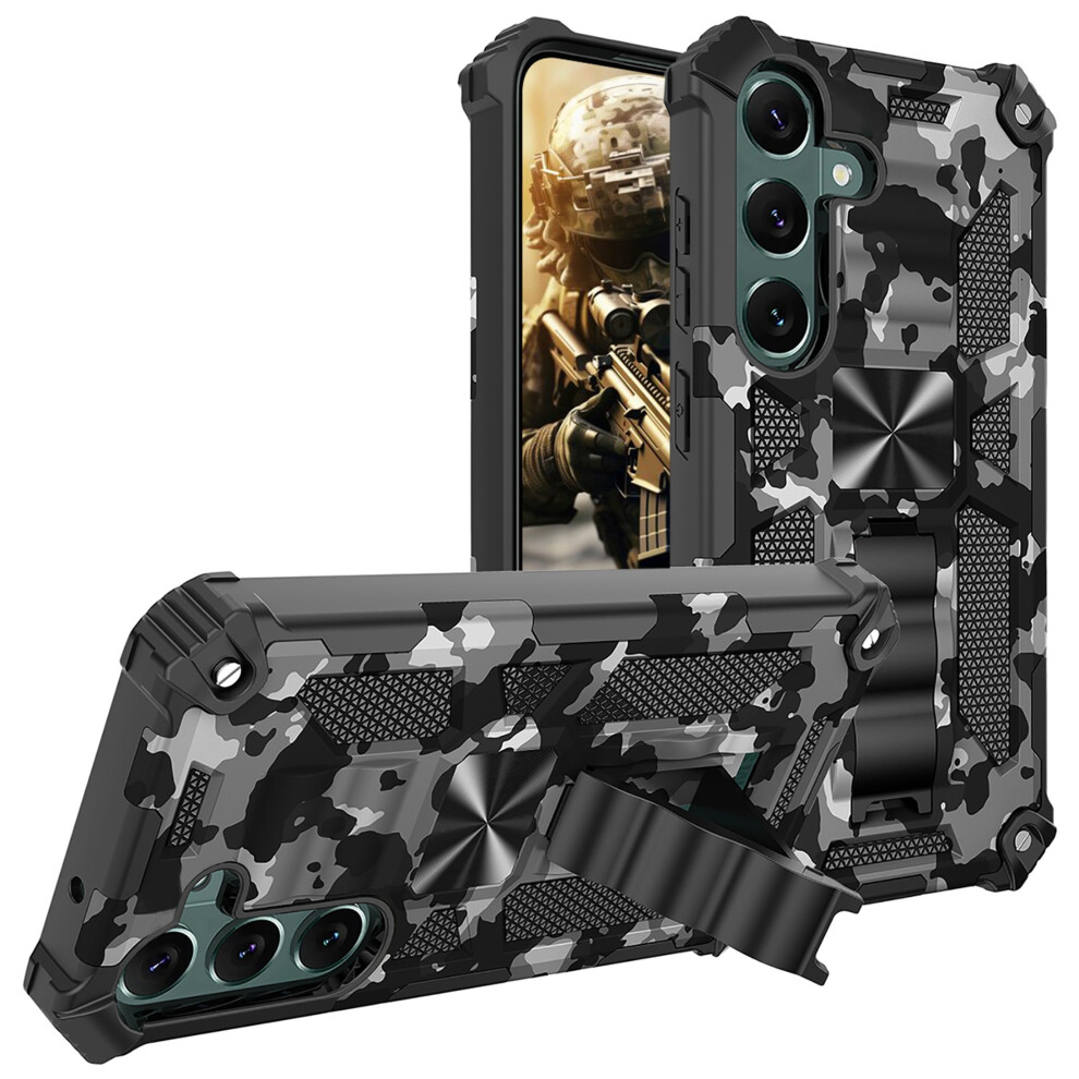Ccsmall Camo Case For Samsung Galaxy S24 Fe Â Military Shockproof With Kickstand, Built-In Stand, Camo Black 9028731656885