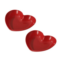 2 assiettes rouges en forme de cœur, plat de service de 22 cm aspect céramique