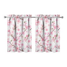 Vintage Pink Branches Tier Kitchen Curtains for Bathroom Living Rod Pocket Window Drapes 28"x36" 2 Panels Window Treatment Tiers