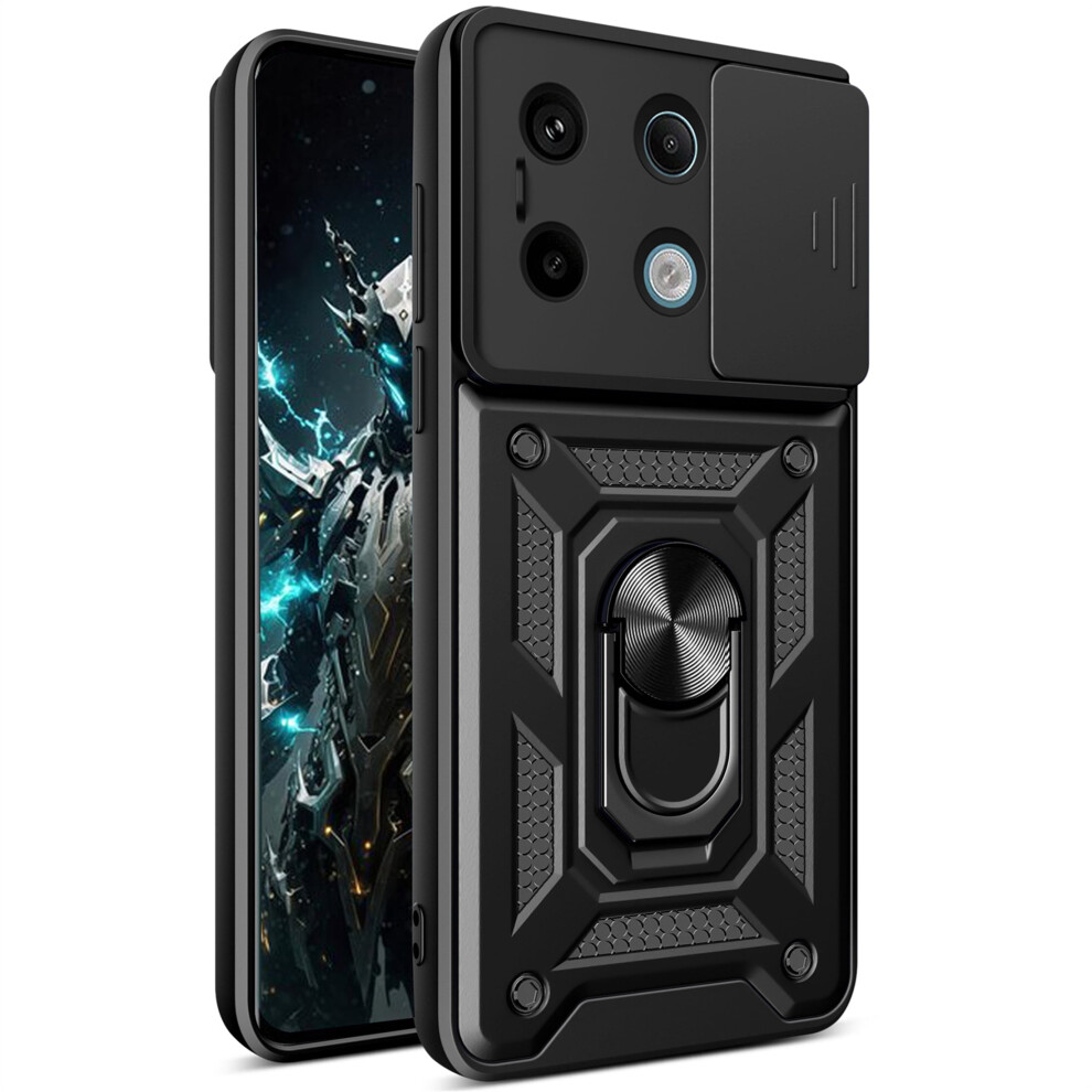 Csmall Case For Xiaomi Redmi Note 13 Pro 5G: Slide Lens Cover, Military Shockproof, Rotating Kickstand Â Sj Black 9028731657301