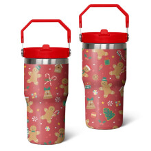 20 Oz Red Gingerbread Man Tumbler with Lid & Straw – Birthday, Thanksgiving, Halloween, Christmas Gift – Compatible with Standard Car Cup Holders