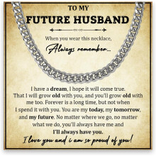 To My Future Husband Necklace – Promise Cuban Chain, Fiance Gift from Fiancee, Compatible with All Necklaces