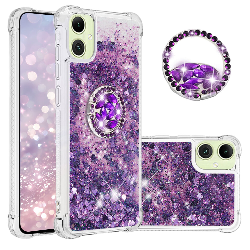 Ccsmall Clear Glitter Bling Case For Samsung Galaxy A07 Â Quicksand Sparkly Cover With Diamond Ring Holder, Purple 9028731659688