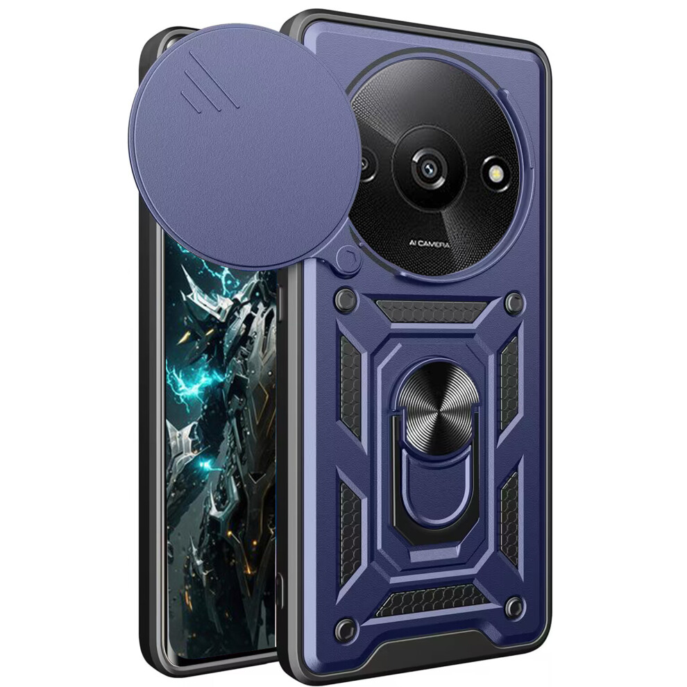 Csmall Case For Xiaomi Redmi A3: Slide Lens Cover, Military Shockproof, Rotating Kickstand Â Sj Blue 9028731756967