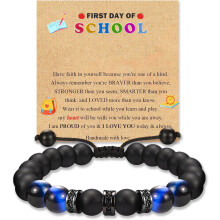 Back to School First Day of School Kindergarten Preschool 1st 2nd Grade Gifts Bracelets for Son Grandson Nephew Brother with Inspirational Card