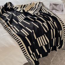 Black & White Abstract Wind Pattern Knitted Wool Throw Blanket, 27.539.4", Ultra-Soft Micro Fleece, All-Season Cozy Blanket for Office, Bed, Sofa,
