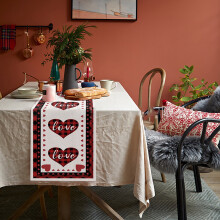 Valentine’s Day Table Runner – Love Plaid Cotton, Machine Washable, 13"x36", for Wedding & Anniversary Decor
