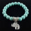 Turquoise Bead Elephant Bracelet Silver Tone 1