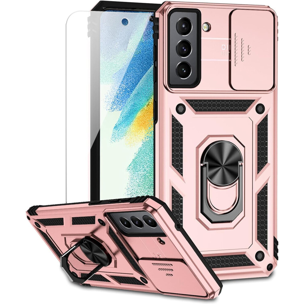 Compatible With Samsung Galaxy S21 Fe 5G Case: Hd Screen Protector, Camera Lens Cover, Military-Grade Drop Tested, Magnetic Ring Holder & Kickstand 9028731759999