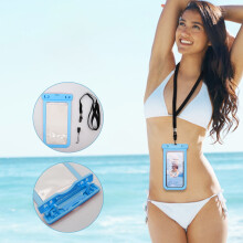 Waterproof Floating Phone Pouch with Lanyard – Dry Bag for Beach, Swimming, Rafting, Diving (Blue)