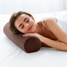 Round Memory Foam Neck Roll Pillow 19.7", with Pillowcase, Lake Blue – Compatible with Sleeping, Chair, Car, Sofa, Travel