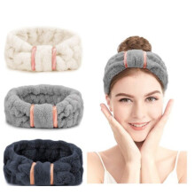 3-Pack Microfiber Headbands for Spa, Makeup, Yoga & Shower – Elastic Terry Cloth, Compatible with Women & Girls (Black/White/Gray)