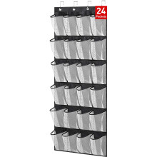 TIFOR Organizer na buty na drzwi, 24 kieszenie z siatki, wiszący stojak na buty