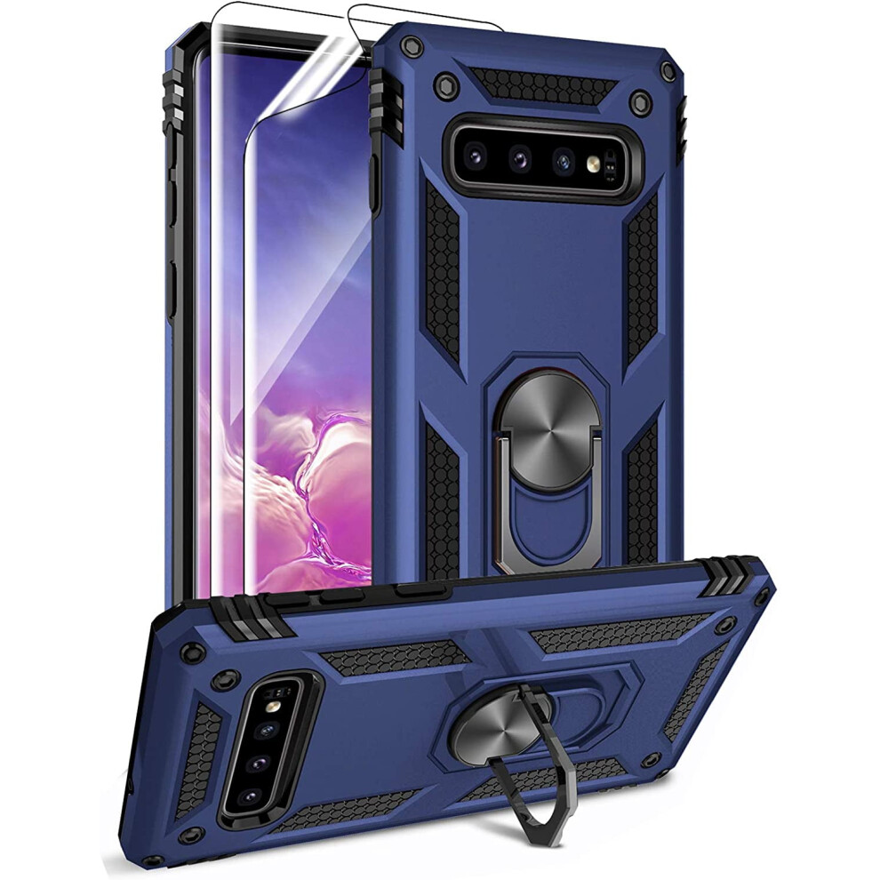 Compatible With Samsung Galaxy S10 Case: Hd Screen Protector, Military-Grade Metal Ring Holder, Kickstand, 15Ft Drop-Tested 9028731942223