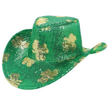 ST Day Hats Green Sequin Cowboy Hat for Club Wedding Music Concerts
