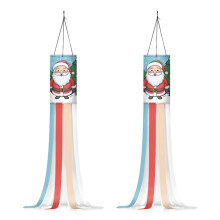Cute Santa & Pumpkin Windsock – Outdoor Hanging Decoration for Yard, Patio, Garden, Tree – Washable Halloween & Christmas Decor, Compatible with
