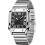 Classic Square Roman Numeral Analog Watch Silver Stainless 1