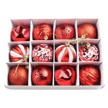 12PCS 6CM Christmas Ball Ornaments Xmas Tree Hanging Pendant For Christmas Decorations 2025 Navidad New Year Gifts Green Pink, Red