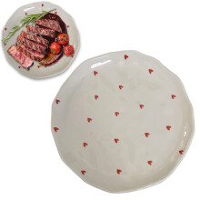 Ceramic Plate for Household, Heart Pattern Plate, Dessert Plate, Appetizer Small Plate, Romantic Dining Tableware