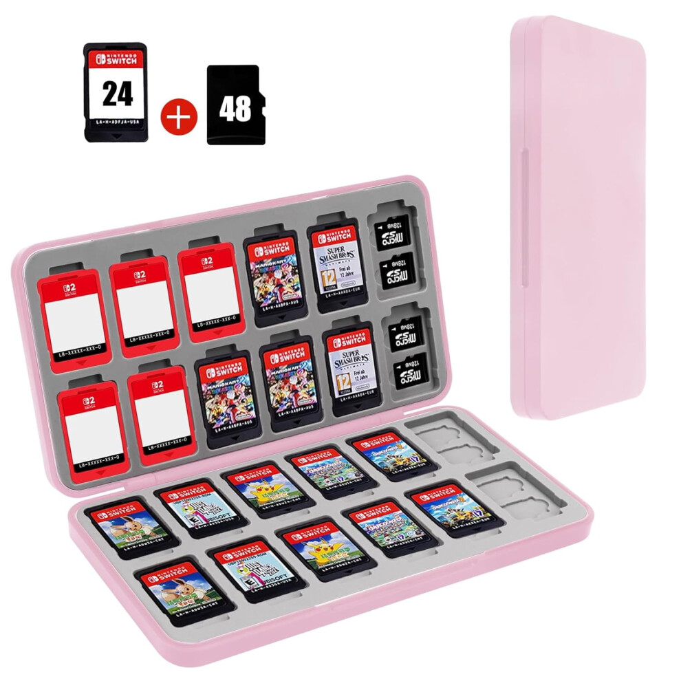 Pumier Hard Shell Switch Game Card Case: 24 Cartridge + 48 Micro Sd Slots, Magnetic Closure, Portable Â Compatible With Nintendo Switch 2/Oled/Lite 9028731942056
