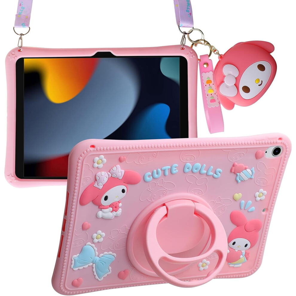 Cartoon Silicone Case With Kickstand & Lanyard For Ipad 10Th Gen (2022, 10.9") Â Compatible With Ipad 10Th Gen Pink 9028731943466