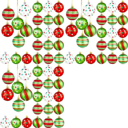 72 Enfeites de Bola de Árvore de Natal de 2,4 Polegadas, Decorações de Plástico Brilhantes para Pendurar para Decoração de Natal