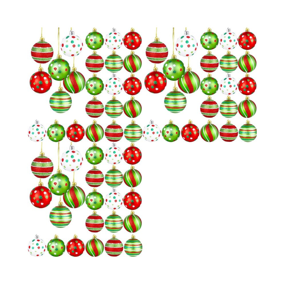 72 Pcs Christmas Tree Ornaments 2.4 Inch Glittering Plastic Hanging Decorations For Xmas Decor 6032530959477