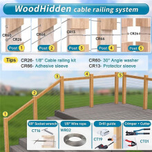 40 Pack 3/8In Stainless Steel Cable Railing Kit Angle Beveled Washer 25 30 35 Degrees for Deck Stair Railing System