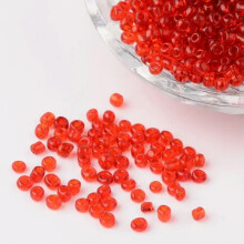 50g Solid Color Glass Tiny Beads Round Transparent Loose Bead Spacer Craft 2~4mm-Red-3mm,about 1100pcs