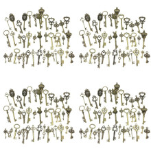 184Pcs Mix Kit Old Looking Retro Antique Brass Bronze Decorative Vintage Key for Steampunk Charms Pendant Jewelry