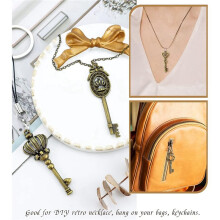 138Pcs Mix Kit Old Looking Retro Antique Brass Bronze Decorative Vintage Key for Steampunk Charms Pendant Jewelry