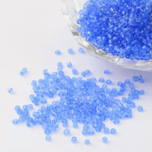 50g Solid Color Glass Tiny Beads Round Transparent Loose Bead Spacer Craft 2~4mm-LightBlue-3mm,about 1100pcs