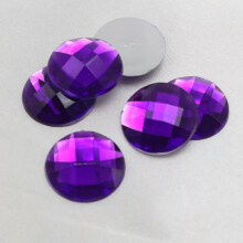 50 Dark Purple Flatback Acrylic Rhinestone Round Gem Beads 18mm No Hole