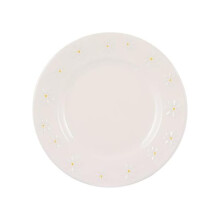 Daisy Side Plate 21cm Stoneware Glaze Hand Painted Flower Embossed White Round