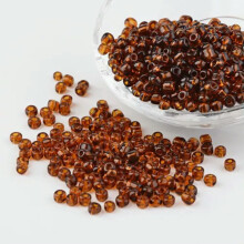 50g Solid Color Glass Tiny Beads Round Transparent Loose Bead Spacer Craft 2~4mm-Brown-3mm,about 1100pcs