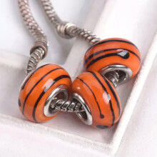 szt. 14x9mm Murano Lampwork Glass, ręcznie robione europejskie zawieszki, koraliki z dużym otworem DIY-36# Pomarańczowy