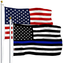 Pacote Combinado de Bandeira Americana dos EUA 3x5 pés 75D Impressa com Estrelas e Bandeira da Linha Azul Fina 3x5 pés 75D Impressa