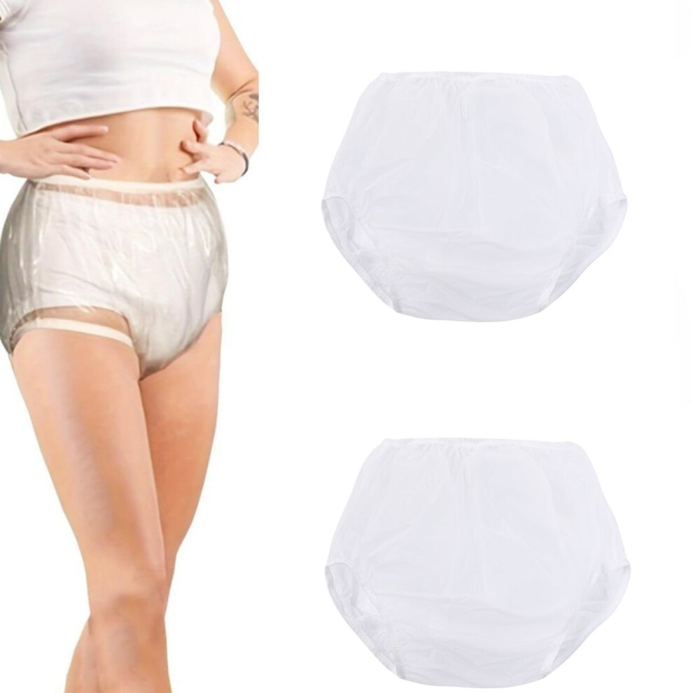 White 2Pcs Adult Cloth Diaper Covers, Reusable Leakproof Underwear For Incontinence, Washable Plastic Pants (, S) Â Compatible With Xxx