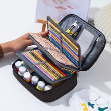 Estojo para lápis com zíper e 72 compartimentos, organizador de materiais de arte de grande capacidade, bolsa portátil para artigos de papelaria,