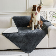Waterproof Pet Blanket for Bed Couch Sofa, Soft Liquid Pee Proof Blanket for Furniture Protector (Dark Gray, 50'' x 60'')