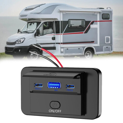 Υποδοχή φόρτισης αυτοκινήτου USB Διπλή υποδοχή PD + USB3.0 Γρήγορος φορτιστής για